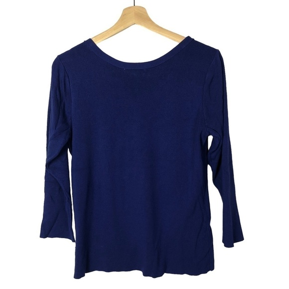 Roz & Ali Blue Zip Shoulder Long Sleeve Knit Blouse S - Picture 2 of 3